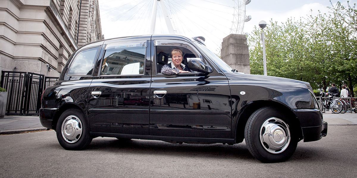 Tina Palmer in her black cab