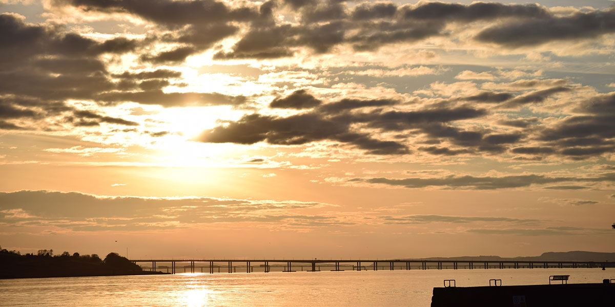 Ged's favourite view is the sunset over the Tay Road Bridge