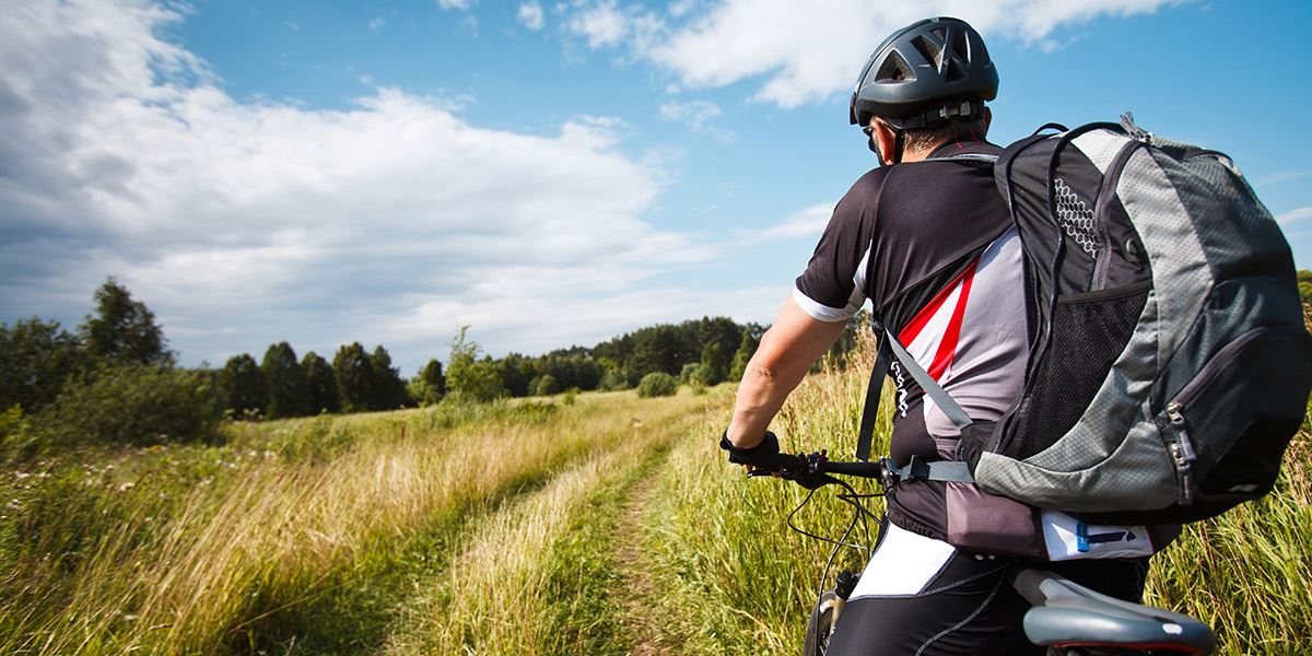 Cyclist in countryside 