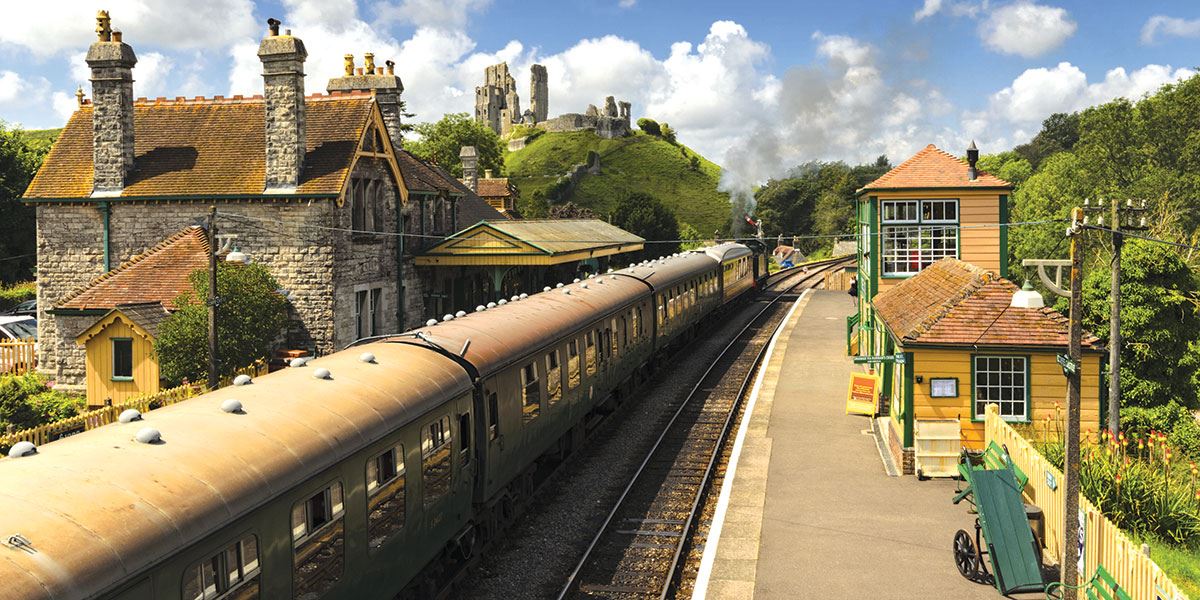 Step back in time and take a trip on the steam train to Corfe Castle