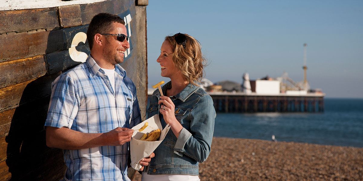 Watch the sun go down on the beach with a fish and chip tea