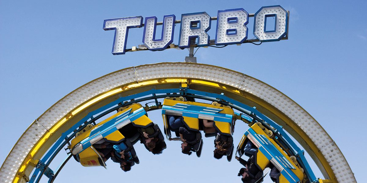 Thrill-seekers should head for the Turbo Coaster at Brighton Palace Pier