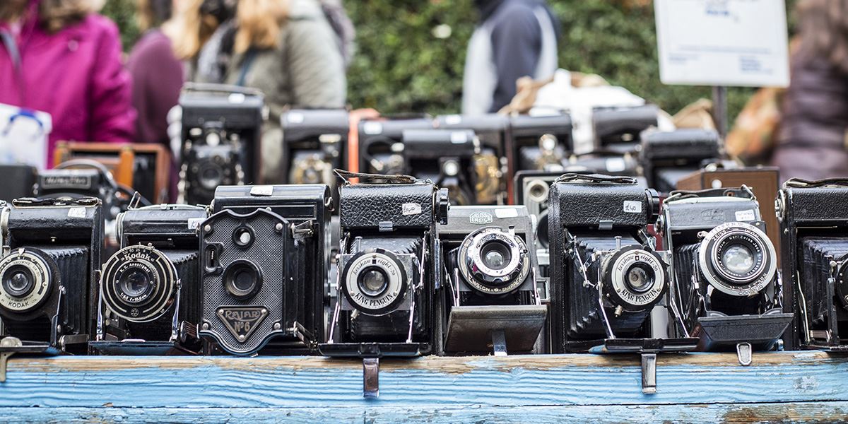 Vintage cameras for sale at Portobello Road Market