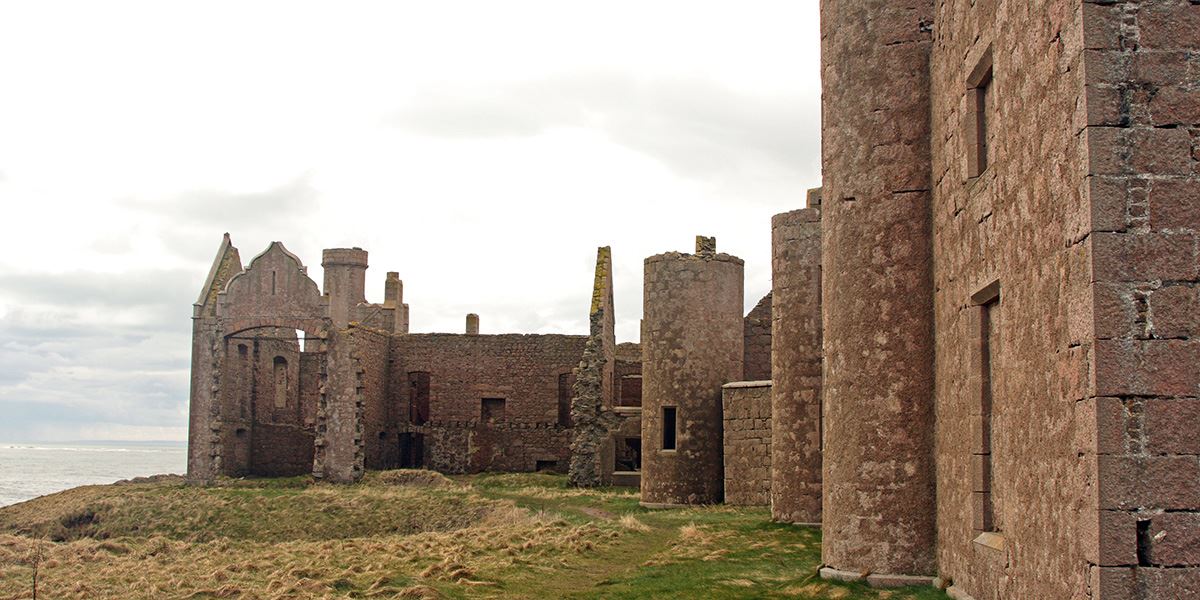 Slains Castle lies on coast at Cruden Bay
