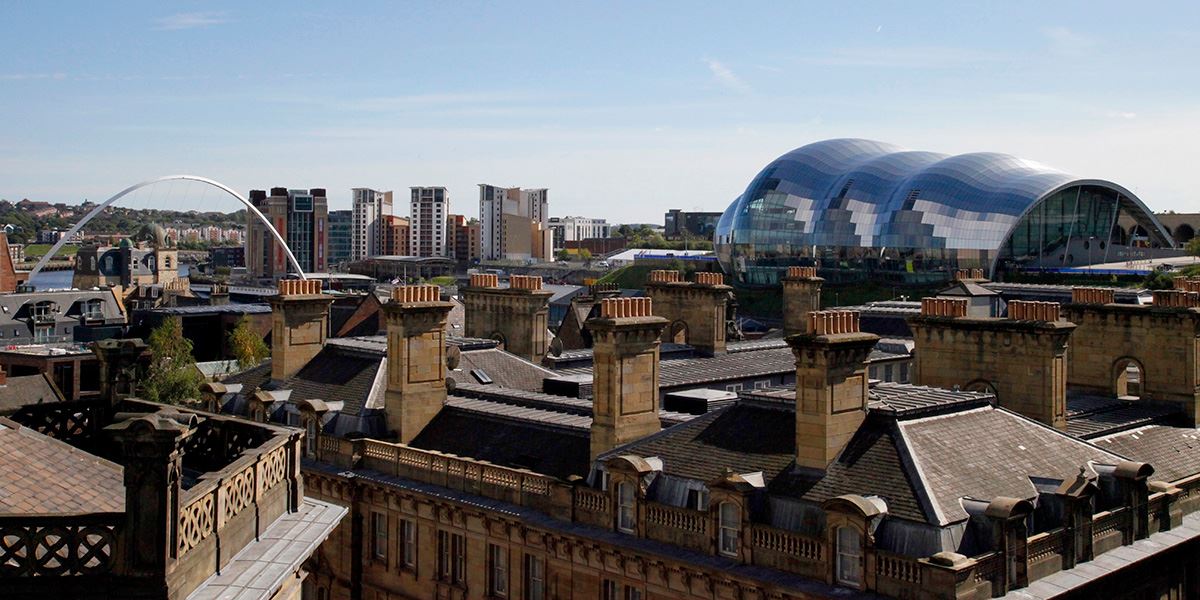 View of the Sage and Millennium Bridge in Newcastle