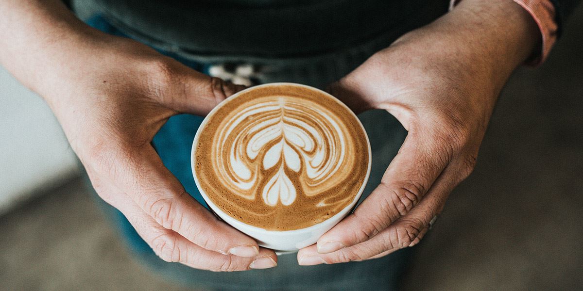 Latte in a mug with foam art