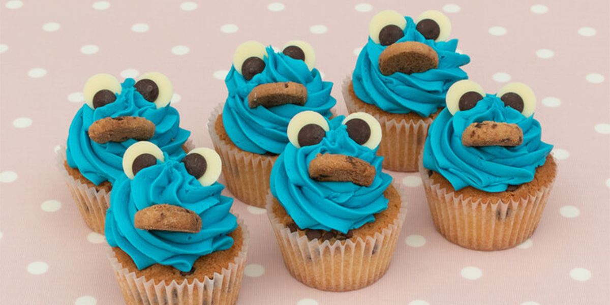 Cookie Monster cupcakes from Hey Little Cupcake! at Spinningfields