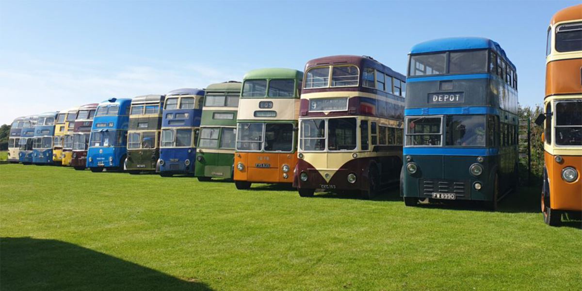Some of the buses in the Trolleybus Museum's collection