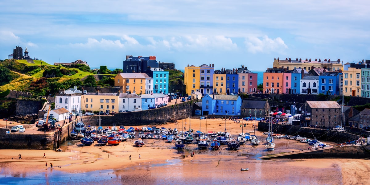 Tenby is a harbour town and resort in southwest Wales