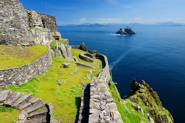 Skellig Michael a sheer-sided island 12 miles off the Wild Atlantic Way, County Kerry