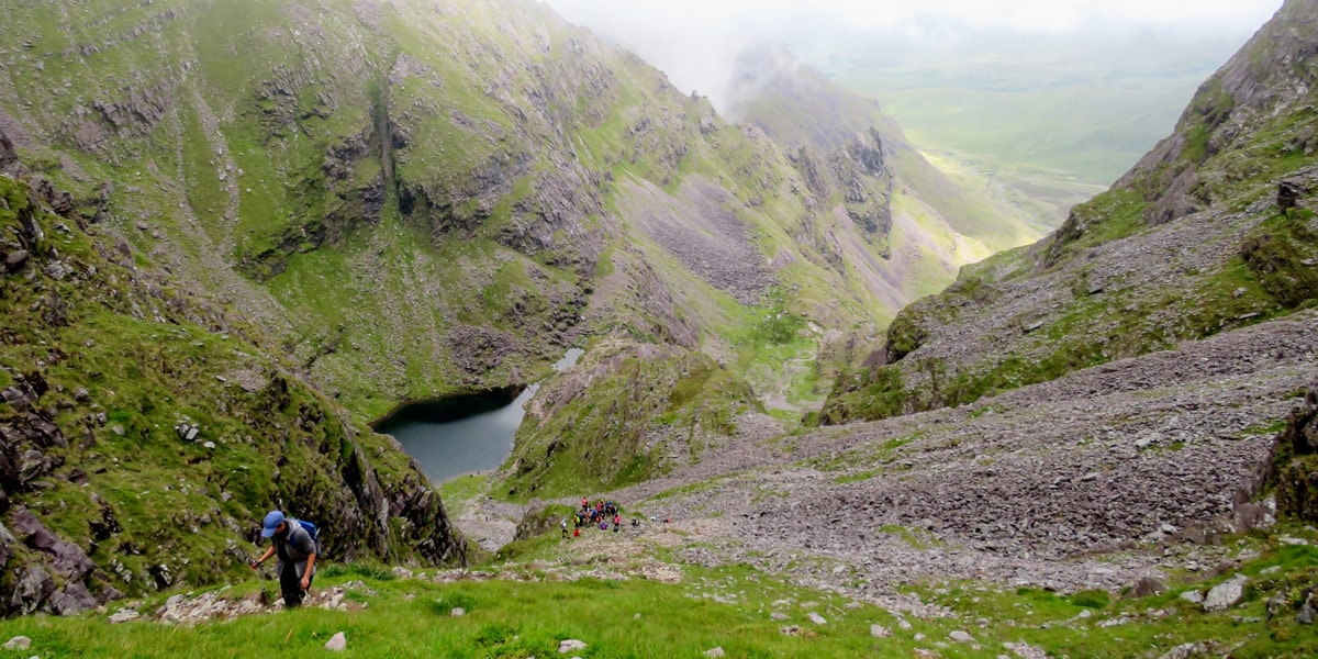 Carrauntoohil is Ireland's highest mountain at a height of 1038.6m located in County Kerry