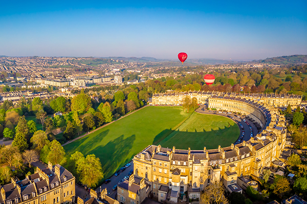 View of Royal Crescent in Bath, England