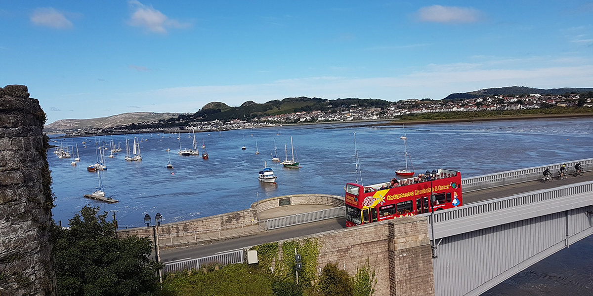 bus on bridge 