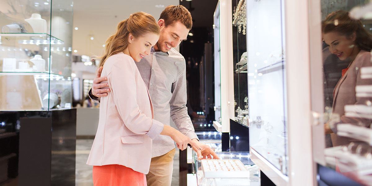 Couple in jewellery shop